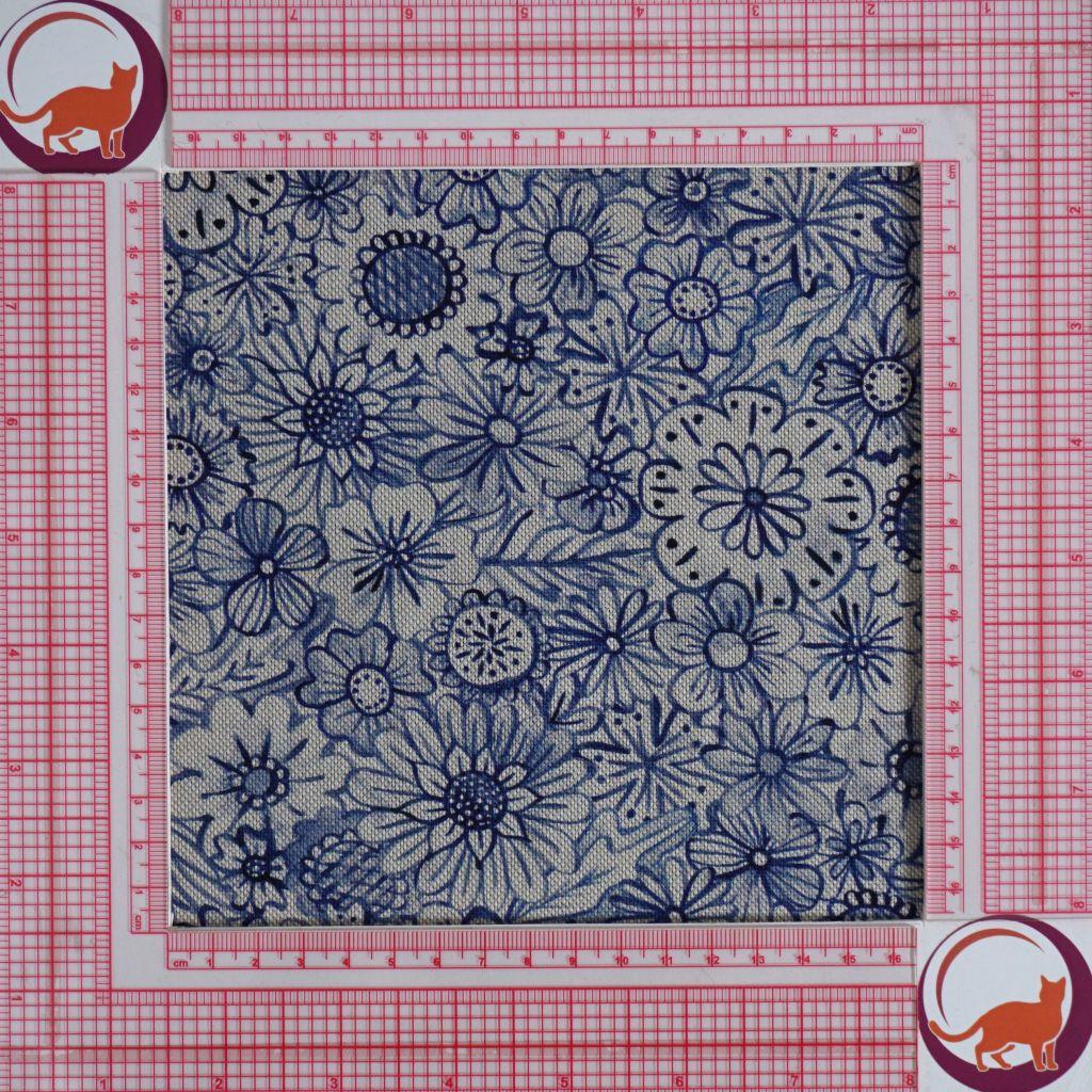 Dekostoff Mischgewebe blaues Blütenmeer Leinenoptik